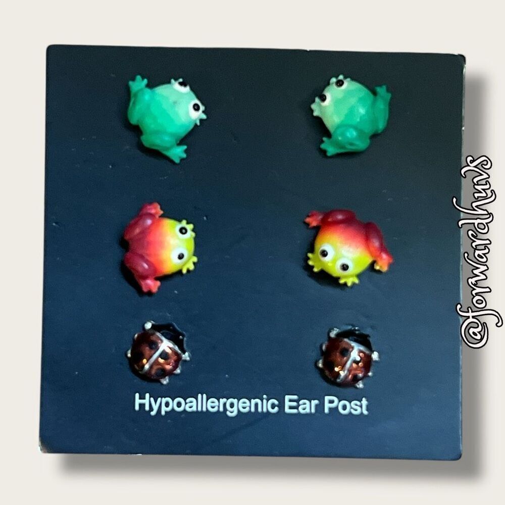 J. Crew Hypoallergenic Earrings – Frogs and Ladybugs